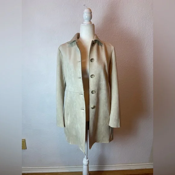 T tahari Faux suede Leather Coat jacket size S with NWT - Picture 9 of 9